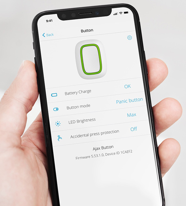 AJAX Button: Безжичeн паник/смарт бутон с 3 режима на работа + програмируеми сценарии. Смарт бутон за автоматизация, паник бутон за аларма при спешен случай, бутон за спиране на звукови аларми