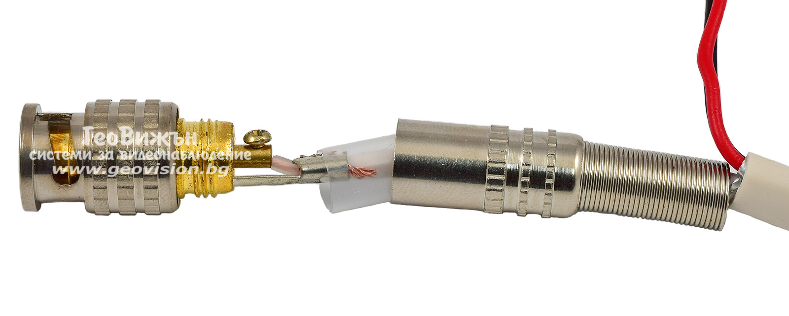 BNC позлатен конектор за коаксиален и микрокоаксиален кабел с винт. Пружинен предпазител ф7 мм