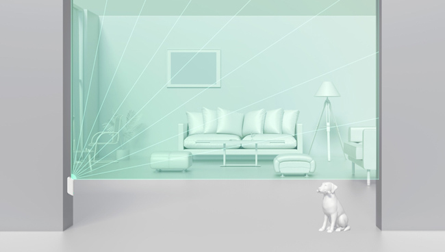 AJAX MotionProtect Curtain: Безжичен пасивен инфрачервен детектор за движение тип завеса, разстояние на детекция 15 метра, хоризонтален ъгъл 6 градуса/вертикален ъгъл 90 градуса, за вътрешен монтаж