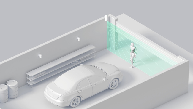 AJAX MotionProtect Curtain: Безжичен пасивен инфрачервен детектор за движение тип завеса, разстояние на детекция 15 метра, хоризонтален ъгъл 6 градуса/вертикален ъгъл 90 градуса, за вътрешен монтаж