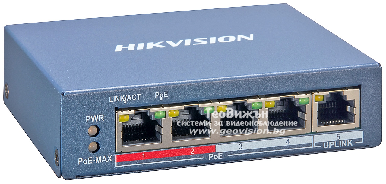 Hikvision DS-3E1105P-EI Switch manageable 4-Ports 10/100 Mbps PoE, 1-Port  10/100 Mbps