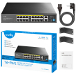 Cudy FS1018PS1 V4.0: 18 портов суич с 16 x 10/100 PoE порта + 1 x 10/100/1000 Mbps RJ45 uplink порт + 1x10/100/1000 Mbps combo порт (RJ45 и SFP). До 30 W на PoE порт. Общ PoE бюджет 200 W