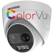 HD-TVI/AHD/CVI/CVBS куполна камера HIKVISION DS-2CE72DFT-PIRXOF: 2 MPX 1920x1080. ColorVu технология с вградено бяло LED осветление до 20 метра, алармена светлина, PIR сензор, сирена, обектив 3.6 mm