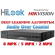 8 канален бюджетен цифров видеорекордер HiLook DVR-208U-M1. Поддържа 8 HD-TVI камери до 8 MPX + 8 IP камери до 8 MPX. Deep Learning алгоритъм за разпознаване и класификация на хора и превозни средства