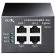 Cudy POE220: PoE инжектор за захранване на IP камери с 2 x 10/100/1000 Mbps PoE порта + 2 x 10/100/1000 Mbps uplink порт, DC54V - 60 W, по 30 W на порт