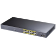 Cudy GS1020PS2: 18 портов суич с 16 x 10/100/1000 Mbps PoE порта + 2 x 1 Gbps SFP uplink порт. До 30 W на PoE портове 1-16. Общ PoE капацитет 200 W