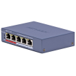 HIKVISION DS-3E0105P-E/M(C): 5 портов суич с 4 x 10/100 Mbps PoE порта + 1 x 10/100 Mbps RJ45 uplink порт. До 30 W на порт. Общ PoE бюджет 45 W