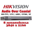 4 канален професионален 4K цифров видеорекордер HIKVISION DS-7204HTHI-K1(S). Поддържа 4 HD-TVI камери до 8 MPX, AHD до 5 MPX, CVI до 4 MPX, H.265 Pro+/H.265 Pro/H.265 компресия, Audio Over Coaxial