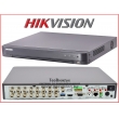 16 канален професионален цифров видеорекордер HIKVISION DS-7216HQHI-K1/A. Поддържа 16 HD-TVI/AHD/CVI камери до 2 MPX или 16 аналогови камери. H.265+/H.265 компресия