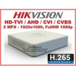 8 канален бюджетен цифров видеорекордер HIKVISION DS-7108HQHI-K1. Поддържа 8 HD-TVI/AHD/CVI камери до 2 MPX или 8 аналогови камери. H.265 компресия