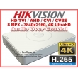8 канален бюджетен 4K цифров видеорекордер HIKVISION DS-7108HUHI-K1(S) с поддръжка на видео и звук по 1 коаксиален кабел /Audio Over Coaxial/. Поддържа 8 HD-TVI/AHD/CVI камери до 8 MPX
