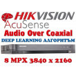8 канален професионален 4K цифров видеорекордер HIKVISION iDS-7208HUHI-M1/S/A, с AcuSense технология и Deep Learning алгоритъм. Поддържа 8 HD-TVI камери до 8 MPX