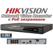 8 канален професионален IP мрежов видеорекордер/сървър (NVR) HIKVISION: DS-7608NI-K1/8P(B). С вградени 8 захранващи LAN PoE порта. Поддържа 8 мрежови IP камери до 8 MPX