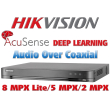 4 канален професионален AcuSense цифров видеорекордер HIKVISION iDS-7204HUHI-M1/S(C). Поддържа 4 HD-TVI камери до 8 MPX + 4 IP камери до 8 MPX. С Audio Over Coaxial