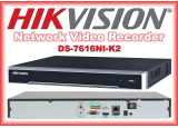 Употребяван 16 канален професионален 4K IP мрежов видеорекордер HIKVISION: DS-7616NI-K2. Поддържа 16 мрежови IP камери до 8 MPX и 2 SATA порта за твърди дискове