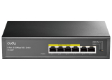 Cudy FS1006P V3.0: 6 портов суич с 4 x 10/100 Mbps PoE порта + 2 x 10/100 Mbps RJ45 uplink порта. До 30 W на PoE порт. Общ PoE бюджет 60 W