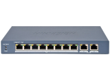 HIKVISION DS-3E0310P-E/M(B): 10 портов суич с 8 x 10/100 Mbps PoE порта + 2 x 10/100/1000 Mbps RJ45 uplink порта. До 30 W на порт. Общ PoE бюджет 80 W