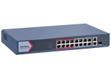 HIKVISION DS-3E1318P-EI/M : Управляем 18 портов суич с 16x10/100 Mbps PoE порта + 1x10/100/1000 Mbps RJ45 uplink порт + 1x10/100/1000 Mbps RJ45 combo порт (RJ45 и SFP). Общ PoE бюджет 130 W