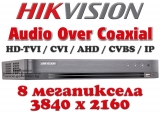 16 канален професионален 4K цифров видеорекордер HIKVISION DS-7216HUHI-K2(S). Поддържа 16 HD-TVI камери до 8 MPX + 16 IP камери до 8 MPX. С Audio Over Coaxial. 2 SATA порта