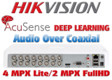 16 канален бюджетен AcuSense цифров видеорекордер HIKVISION iDS-7116HQHI-M1/S(C). Поддържа 16 HD-TVI камери до 2 MPX + 8 IP камери до 6 MPX. С Audio Over Coaxial