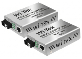 Медиа конвертор за пренос на Ethernet по оптичен кабел до 20 км Wi-Tek: WI-MC101G. 1 х 1000 Mbps Ethernet порт RJ45 + 1 x 1000 Mbps Fiber optic порт (SC). Комплект приемник и предавател