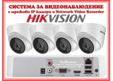 Комплект за видеонаблюдение HIKVISION с 4 куполни мрежови IP камери 2 мегапиксела + 4 канален мрежов видеорекордер /NVR/