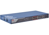 HIKVISION DS-3E1318P-EI: Управляем 18 портов суич с 16 x 10/100 Mbps PoE порта + 2 x 1 Gbps  combo uplink порта (2 cooper + 2 SPF), до 30 W на порт. Общ PoE капацитет 230 W