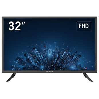 Монитор HIKVISION DS-D5032F3-1V0S: размер на екрана 32 инча, резолюция FullHD 1080p 1920x1080 при 60 Hz, IPS панел, HDMI и VGA видео входове, вградени високоговорители
