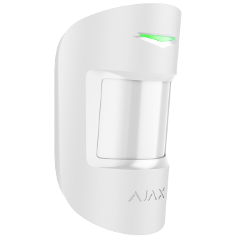 AJAX MotionProtect Plus: Безжичен пасивен инфрачервен детектор за движение с микровълнов сензор, разстояние на детекция 12 метра и ъгъл 88 градуса, за вътрешен монтаж
