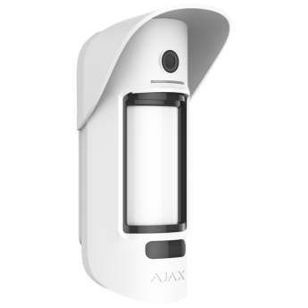 AJAX MotionCam Outdoor: Безжичен двоен пасивен инфрачервен детектор за движение с вградена камера за визуална верификация при аларма, детекция от 3 до 15 метра и ъгъл 90 градуса, за външен монтаж