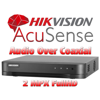 4 канален бюджетен AcuSense цифров видеорекордер HIKVISION iDS-7204HQHI-M1/T. Поддържа 4 HD-TVI камери до 2 MPX + 4 IP камери до 6 MPX. Периметрова защита, разпознаване на лица