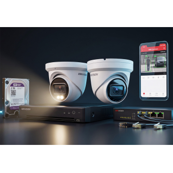 Професионална система за видеонаблюдение с 2 IP камери HIKVISION със Smart Hybrid Light технология
