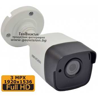 HD-TVI камера HIKVISION DS-2CE16F1T-IT: 3 мегапиксела 1920x1536 px, обектив 2.8 mm