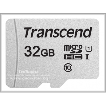MicroSD карта памет: Transcend 32 GB, Class10 UHS-I: скорост на четене до 95 MB/s, скорост на запис до 45 MB/s