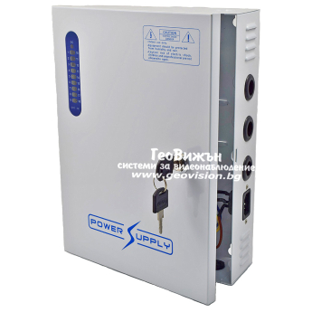 18 канален захранващ блок с метална кутия: CV-PSU-DC121812. DC12V, 12 Amp /144 W/, 18 изхода със самовъзстановяващи се предпазители по 0.6 Аmp /7 Watt/ всеки и LED индикация