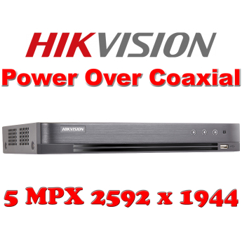 8 канален професионален цифров видеорекордер HIKVISION DS-7208HUHI-K2/P, с поддръжка на Power Over Coaxial захранване по коаксиален кабел. Поддържа 8 HD-TVI камери 5 MPX + 8 IP камери до 6 MPX. 2xSATA