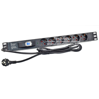 FORMRACK F082PR6SA: 19“ Разклонител с филтър, 6 x 230 V контакта тип Шуко, с ключ и защита от пренапрежение