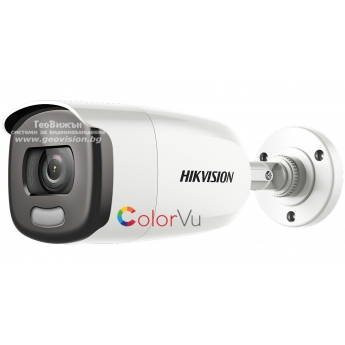 HD-TVI/AHD/CVI/CVBS камера HIKVISION DS-2CE12DFT-F: 2 мегапиксела 1920x1080 px. С вградено бяло LED осветление ColorVu и Ultra Low Light технология