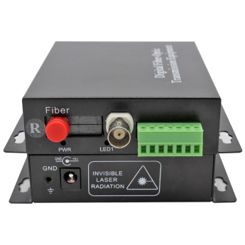 Комплект приемник и предавател за пренос на 1 видеосигнал по оптичен кабел до 20 км HANDAR HD-AHD-1V1D-T/RF: 4 в 1 - поддържа HD-TVI/AHD/CVI/CVBS камери