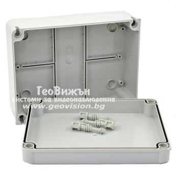 Кутия с капак на винтове COURBI: 190x145x70 mm, прахо и влагозащитена - IP65, сива