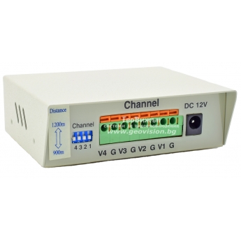 FUHO FUM-T4-A2 - 4 канален активен видео трансмитер за пренос на видео сигнал по UTP кабел, със захранване