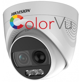 HD-TVI/AHD/CVI/CVBS камера HIKVISION DS-2CE72DFT-PIRXOF: 2 мегапиксела 1920x1080 px. С вградено бяло LED осветление, вграден PIR сензор, алармена светлина и сирена, Обектив: фиксиран 3.6 mm