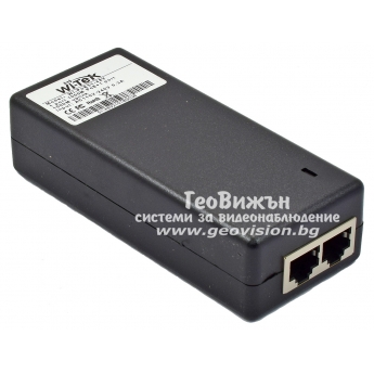 Wi-Tek WI-POE51-48V: 1 портов PoE инжектор за захранване на IP камери с 1 x 10/100/1000 Mbps PoE порт + 1 x 10/100/1000 Mbps uplink порт, DC48V - до 24 W