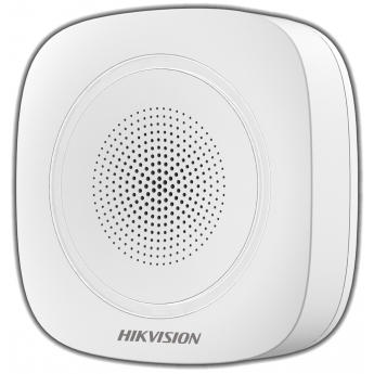 HIKVISION DS-PS1-I-WE: Безжична сирена за вътрешен монтаж, мощност 90-110 dB и вградена стробоскопична синьо-червена алармена светлина