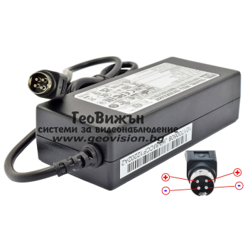 Захранващ адаптер за видеорекордери KPL-060F-VI: AC100-240V - DC12V, 5 Amp/60 W, стабилизиран. Захранваща букса 4 pin